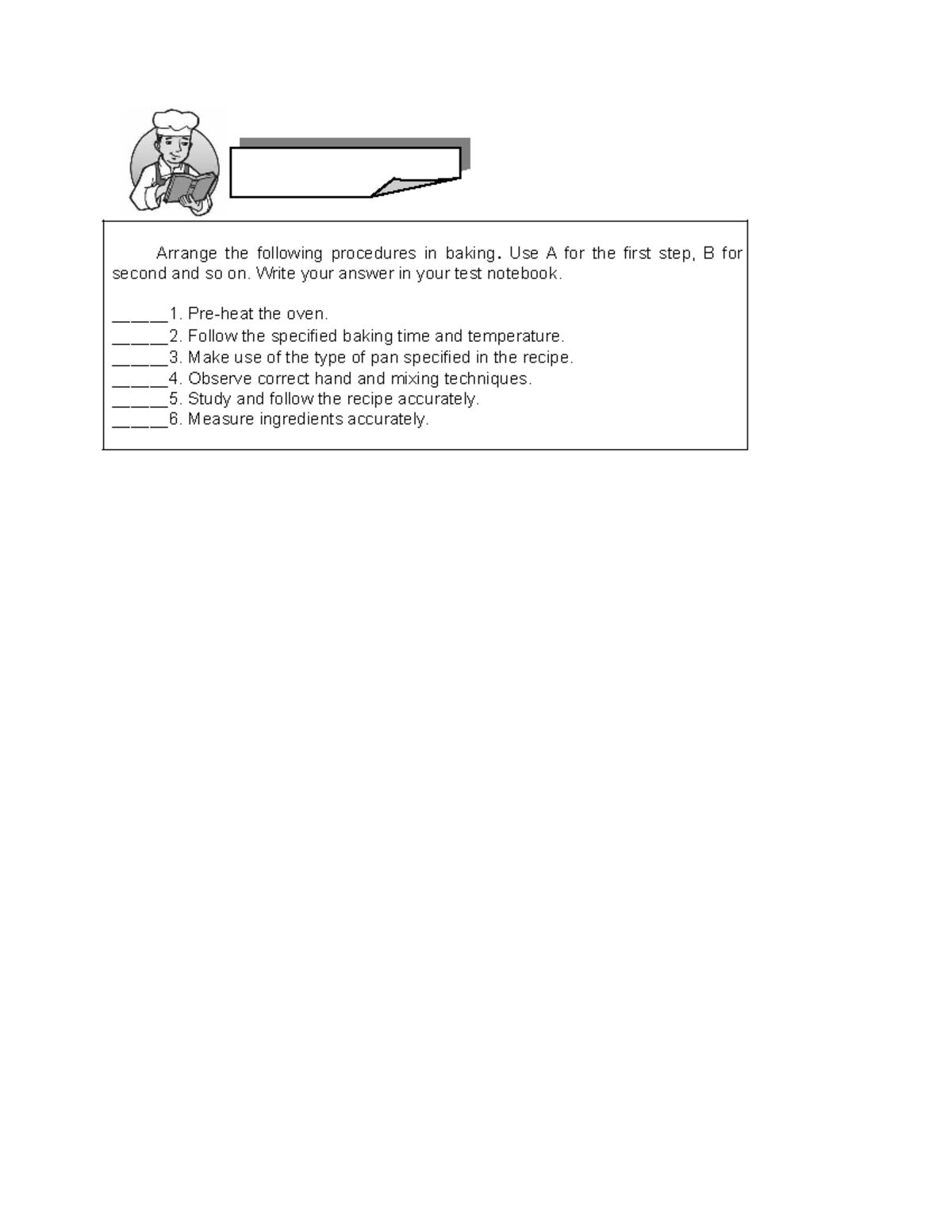 BPP Learning Activity - Sanitation - Teacher Education - Arrange the ...