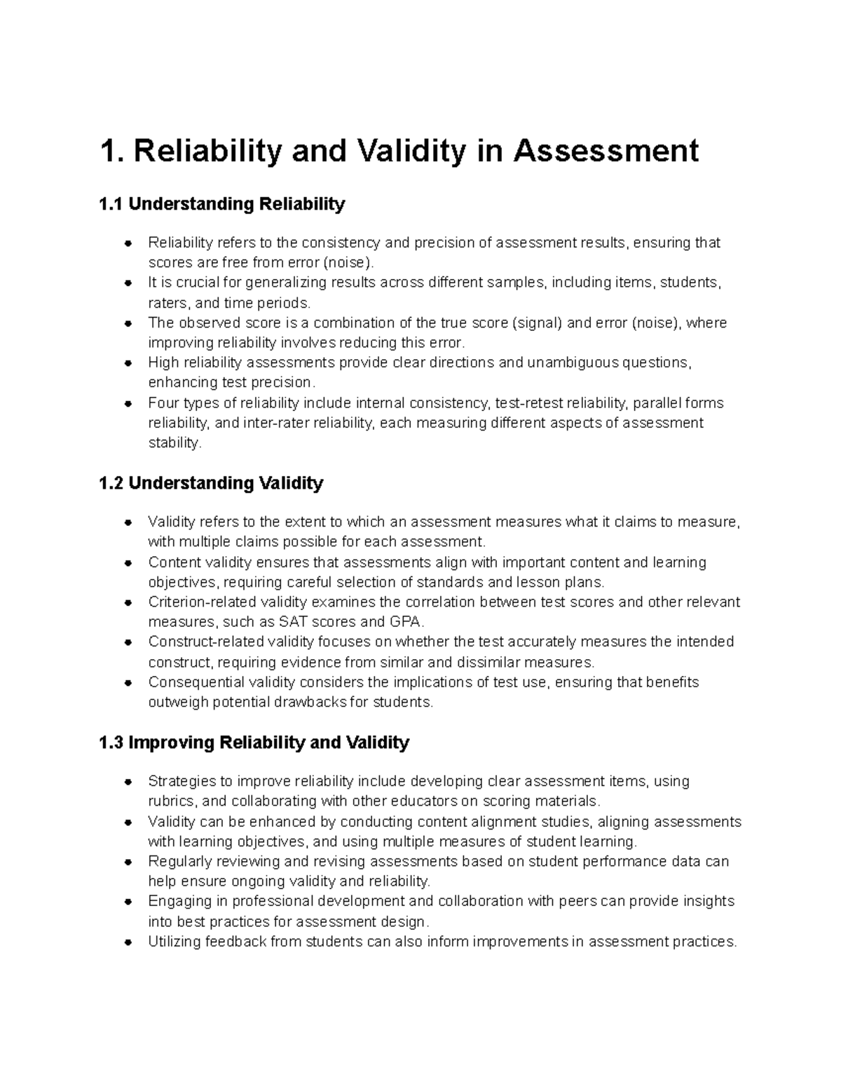 MESA1060 Study Guide: Understanding Reliability, Validity & Fairness in ...