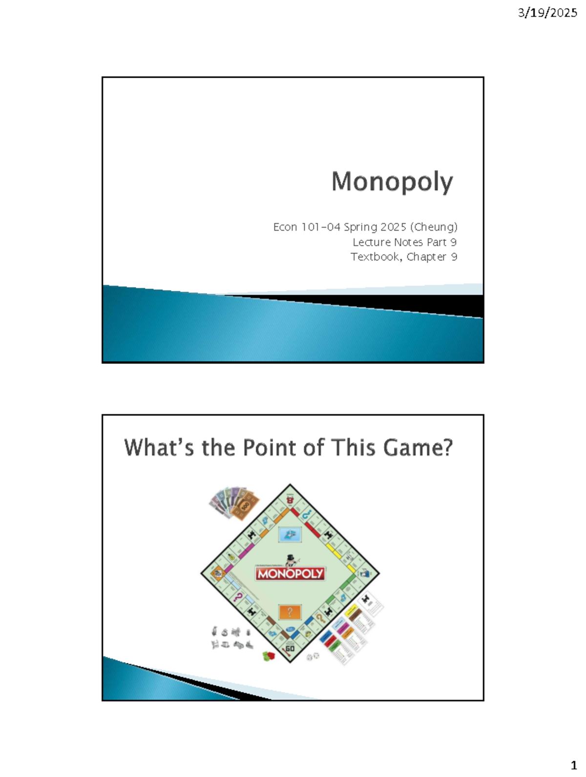 Econ 101-04 Spring 2025 Lecture Notes: Monopoly and Market Power - Econ ...