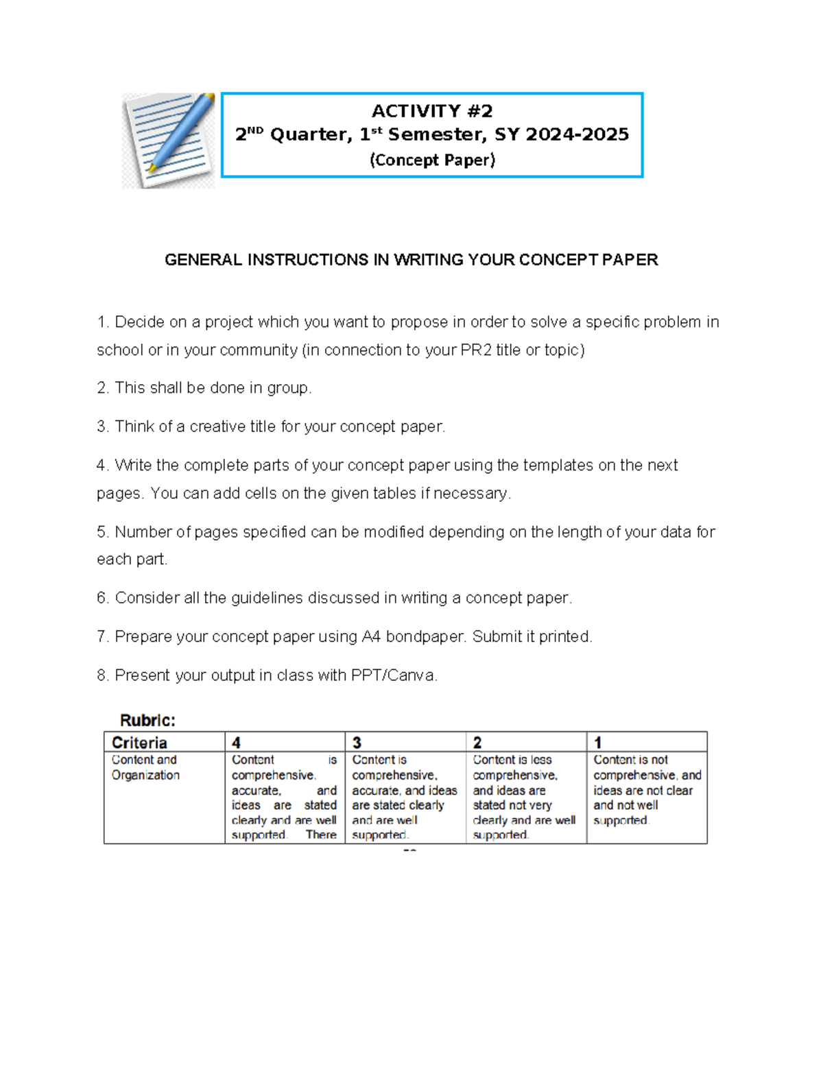 Concept Paper Guidelines for PR2 Project Proposal - 2nd Qtr. 2024 - Studocu