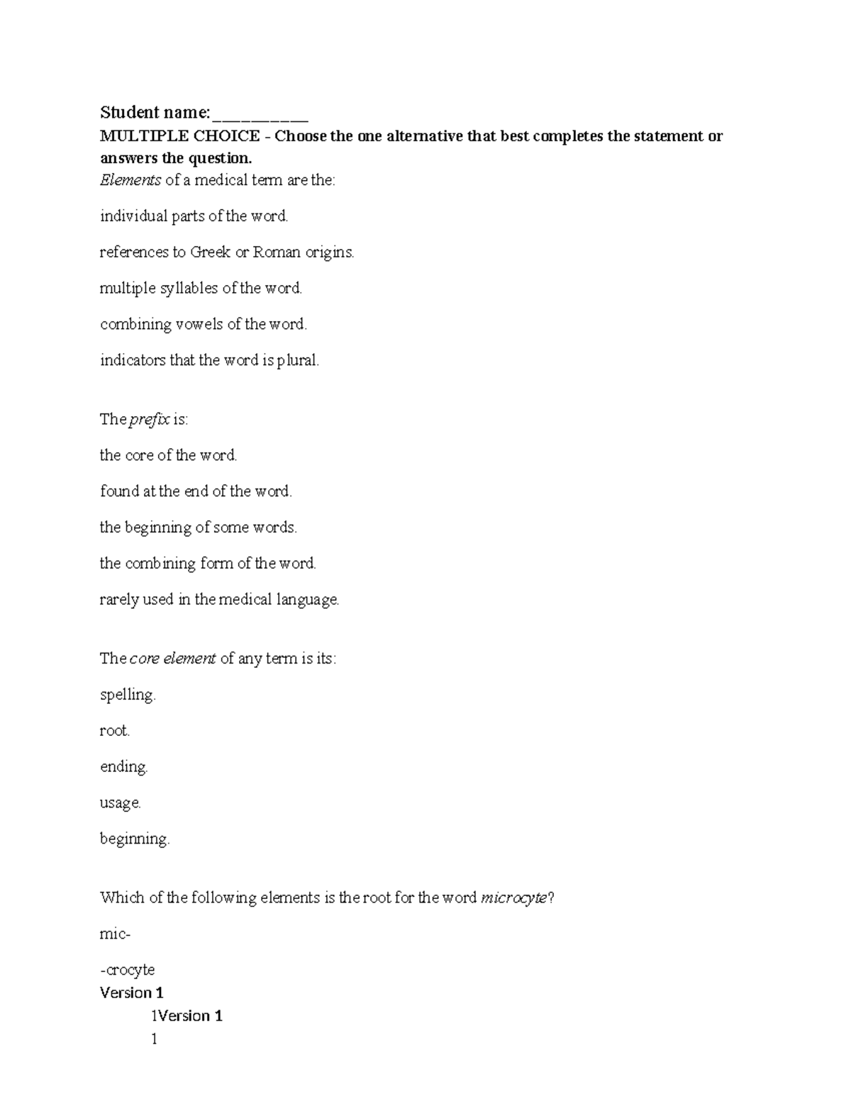 Comprehensive Study Guide for Medical Terminology Final Exam (SPR 2025 ...