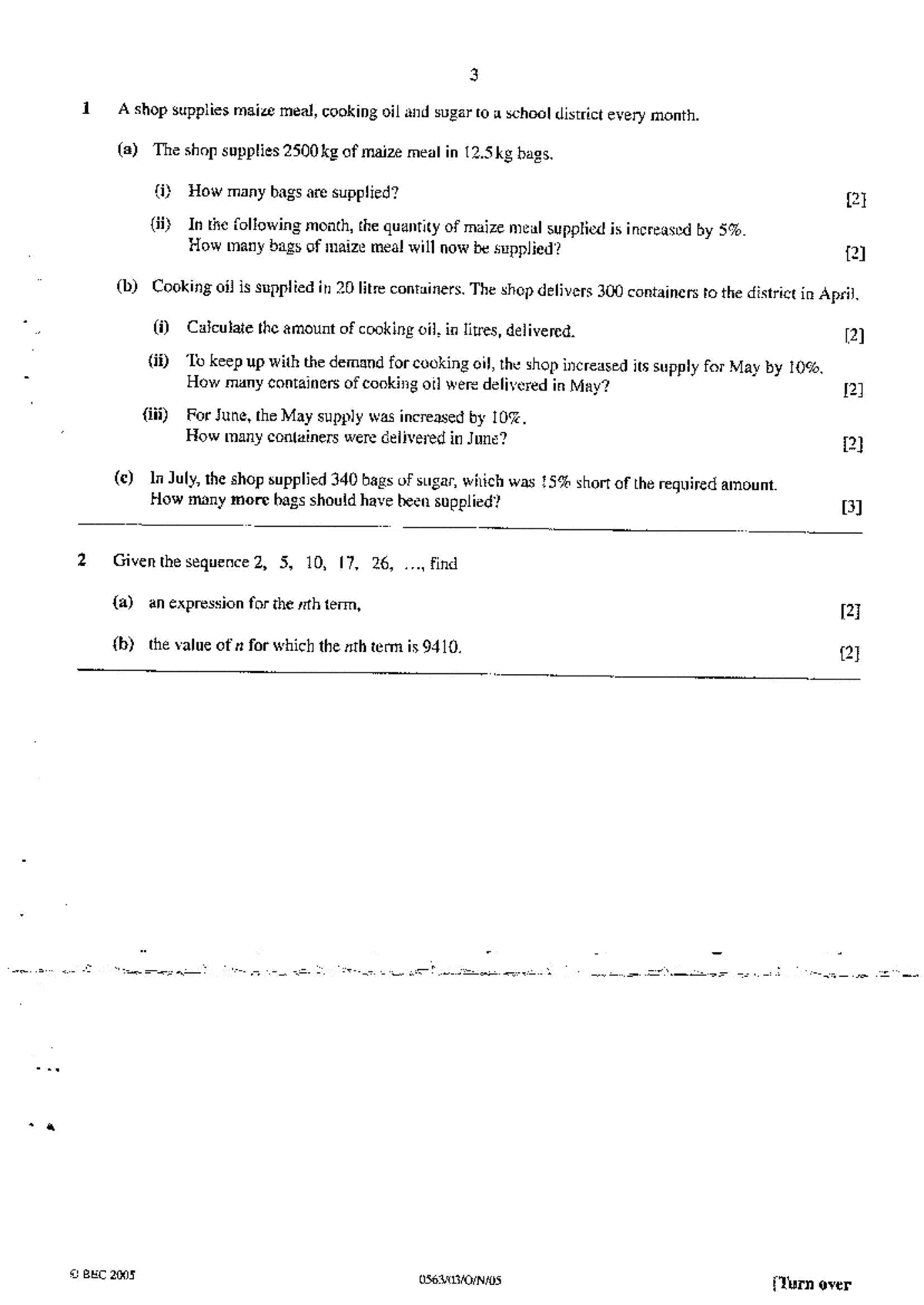 2005 BEC Paper 3: Supply Calculations and Transformations Analysis ...