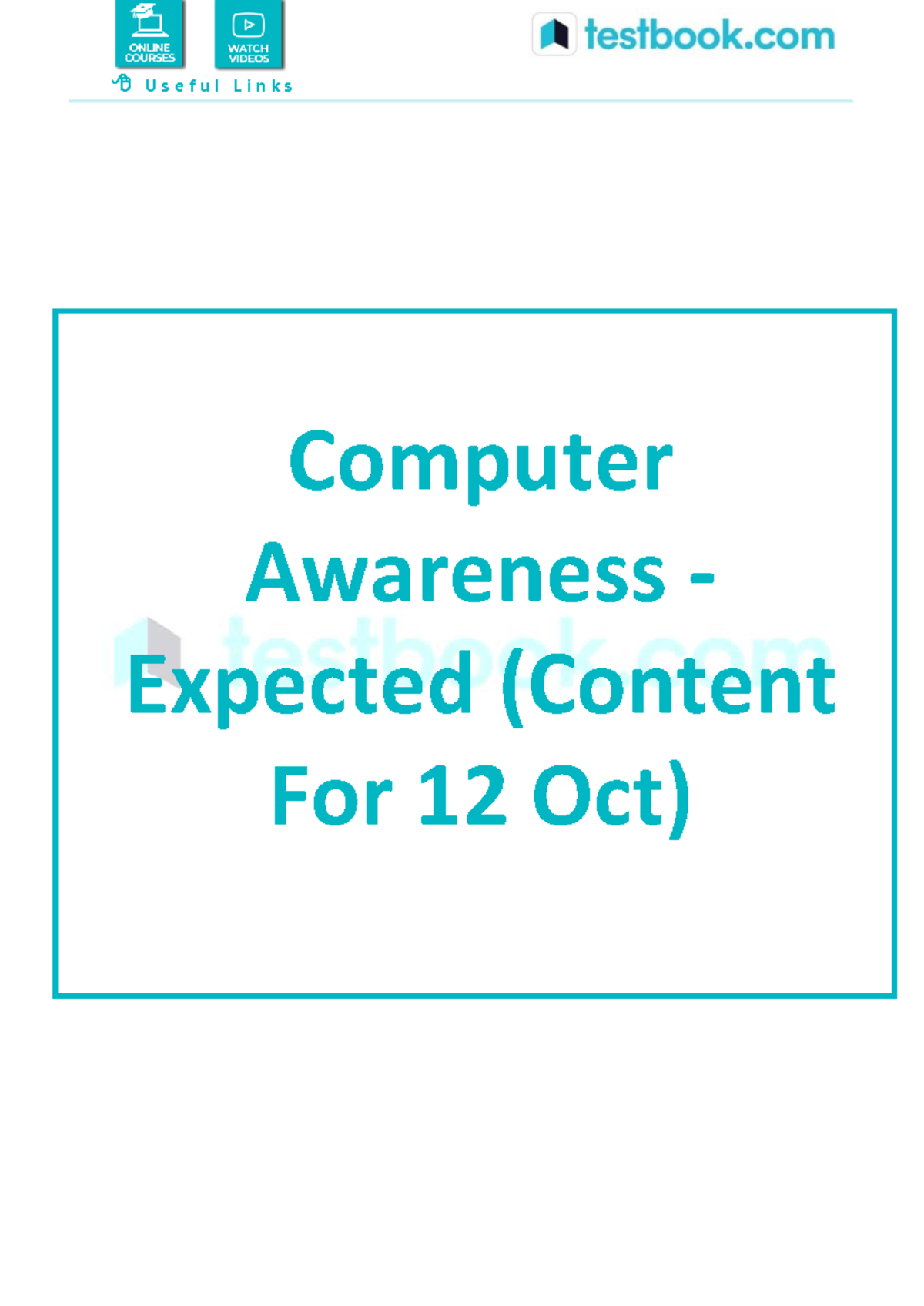 Computer Awareness Quiz - Expected Content for 12 Oct - Studocu
