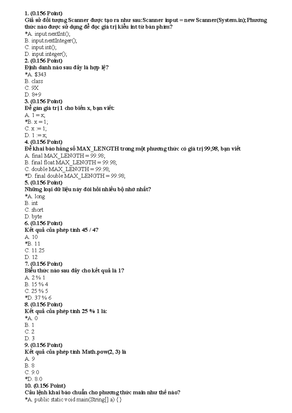 612923592-Final Exam JAVA Questions and Answers - Studocu