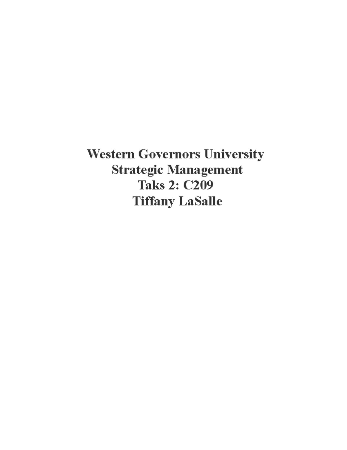 Task 2 c209 - GUIDED - Western Governors University Strategic ...