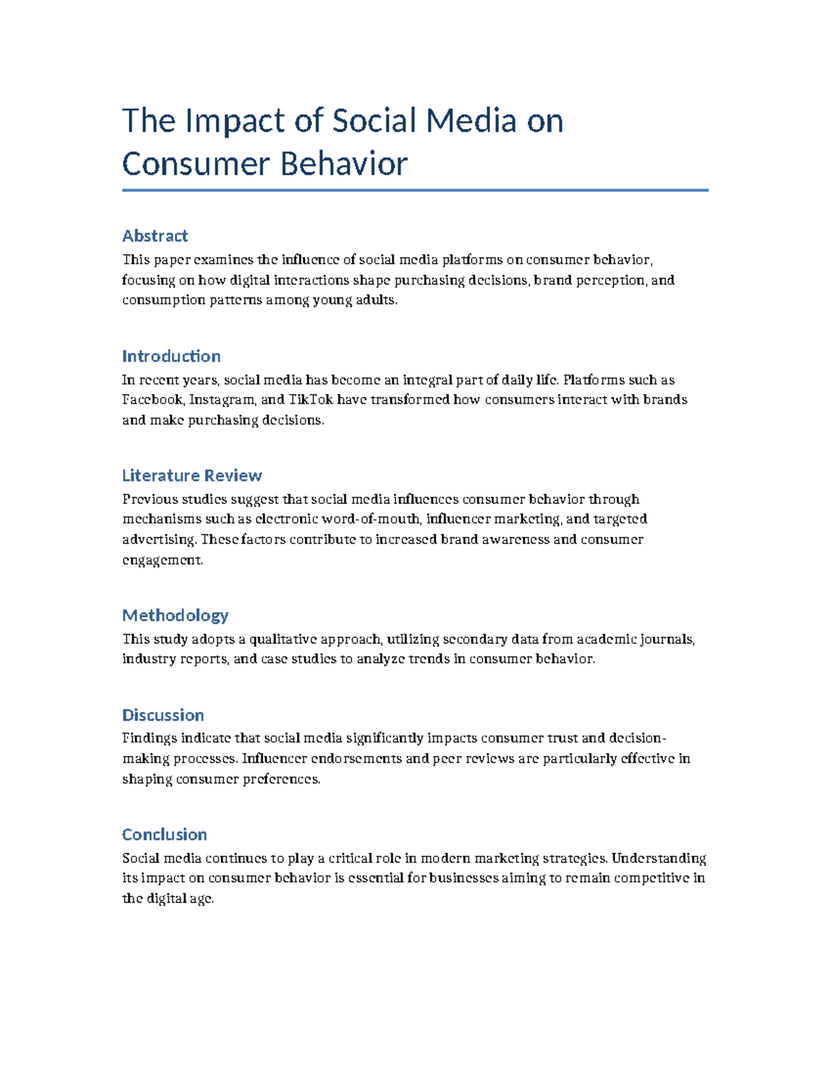 The Influence of Social Media on Consumer Behavior Analysis - Studocu
