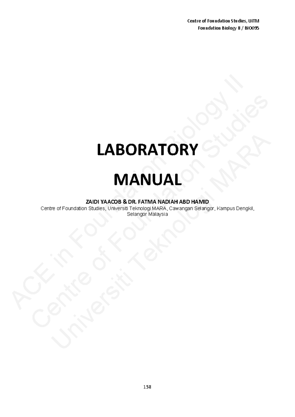 BIO095 Laboratory Manual: Experiment 1 - Protein Synthesis & Genetics ...