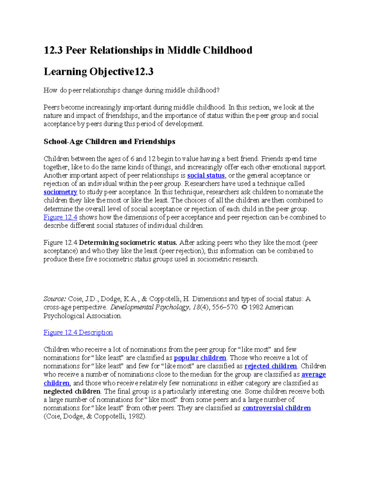 Peer Relationships and Popularity Dynamics in Middle Childhood (12.3 ...