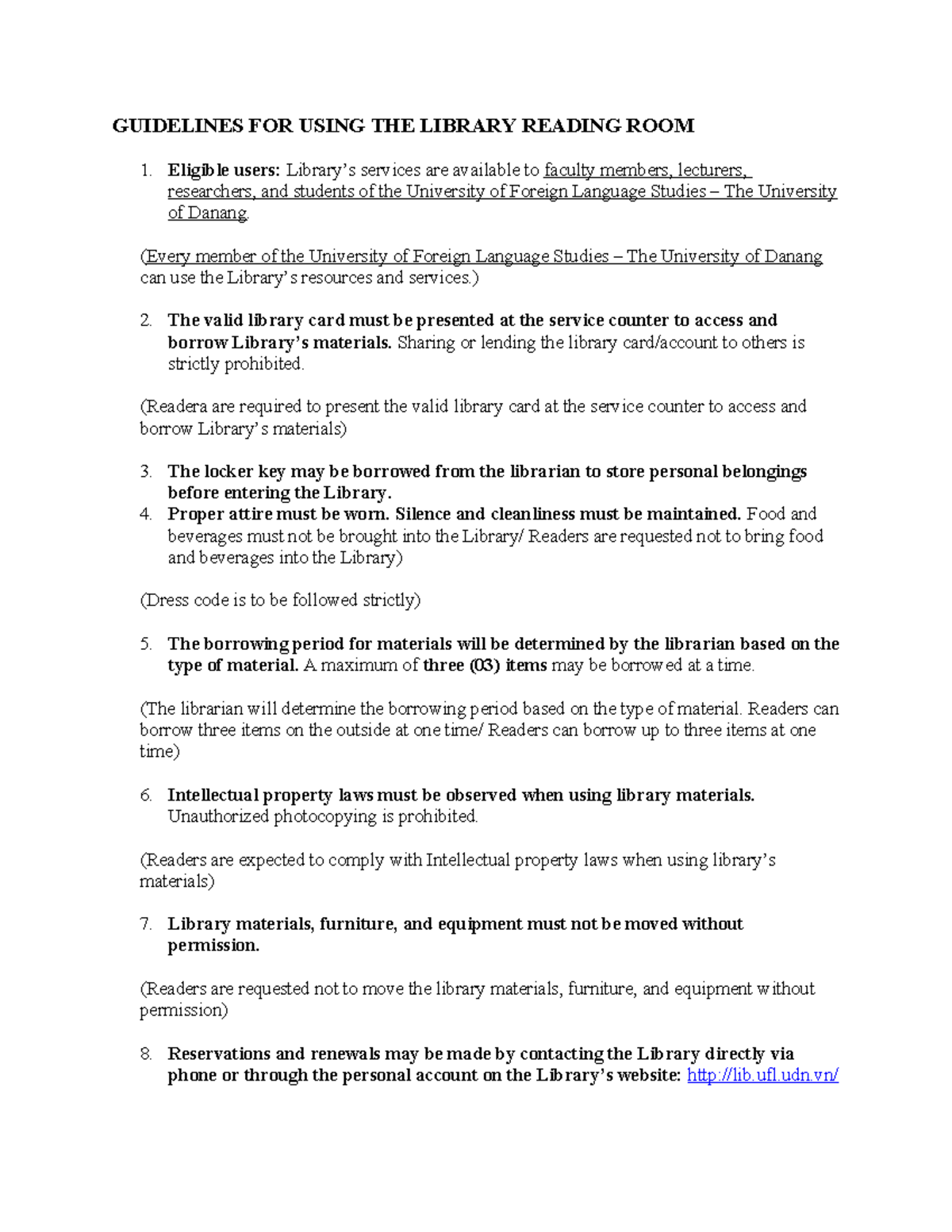Regulations for Library Use and Student Parking Guidelines - Studocu