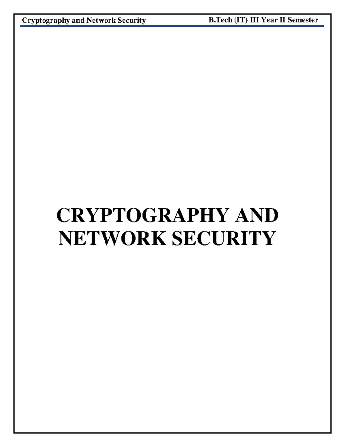 Cryptography and Network Security B.Tech (IT) Year II Sem - Final Exam ...