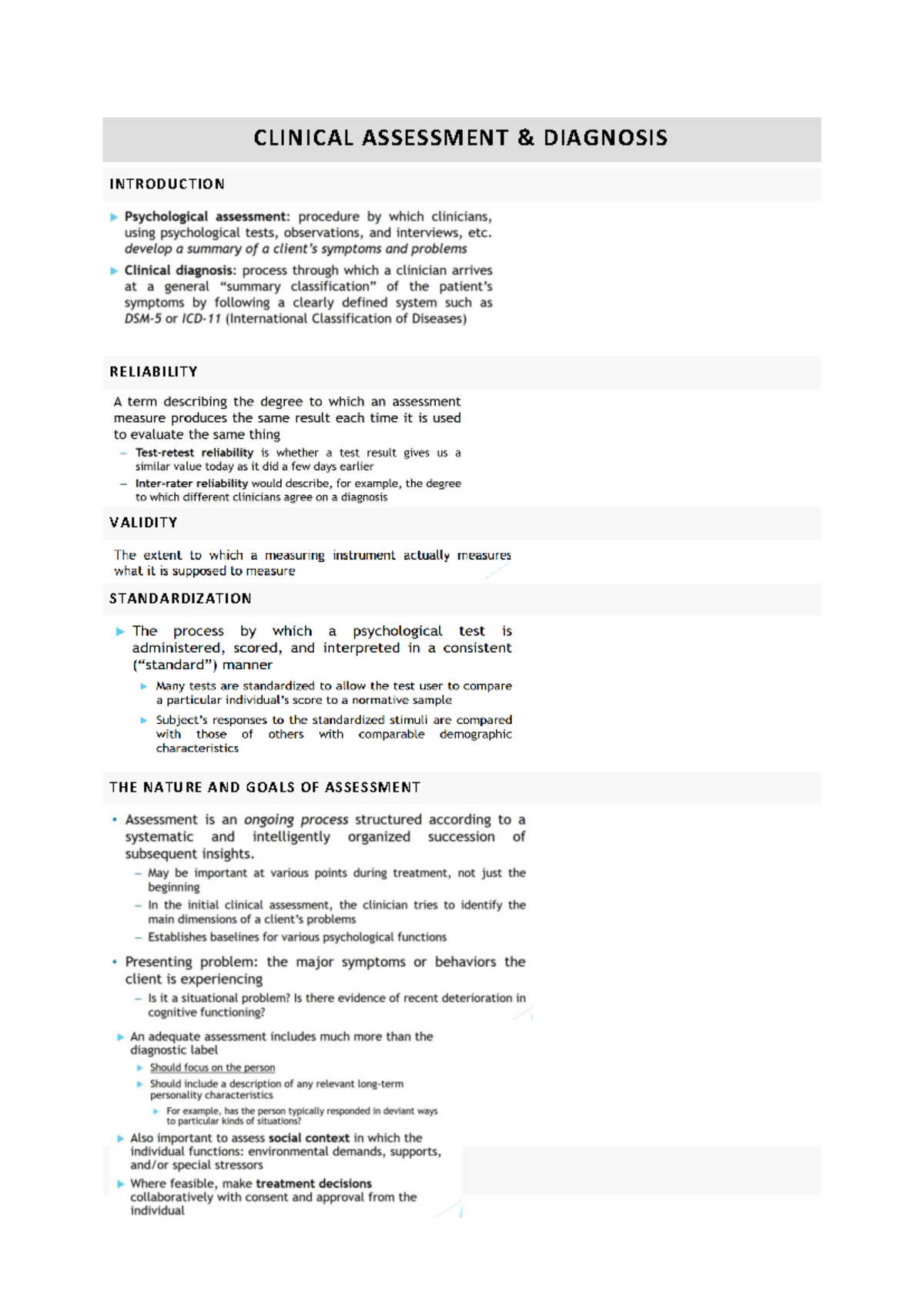 Clinical Assessment - Summary of Key Concepts and Techniques - Studocu
