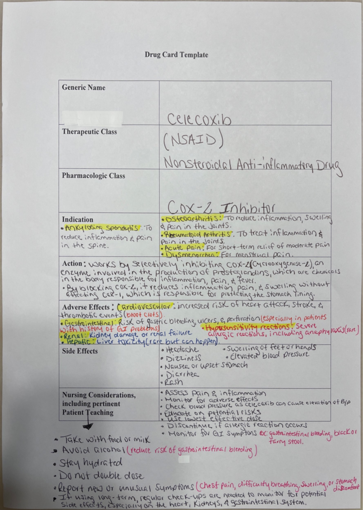My Scans 73 - drug card - Drug Card Template Generic Name Therapeutic ...