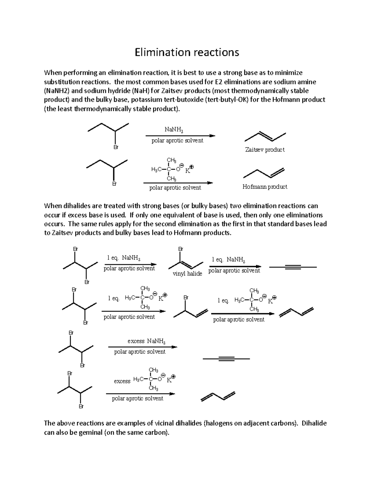 Elimination Reactions: Strategies & Outcomes in Org Chem (CHEM 101 ...