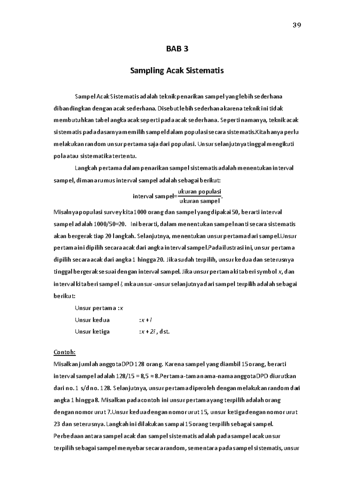 Bab 3: Teknik Sampling Acak Sistematis dalam Statistik (SRS) - Studocu