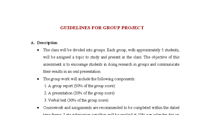 SB Guidelines for Group Project: Research & Presentation Tips - Studocu