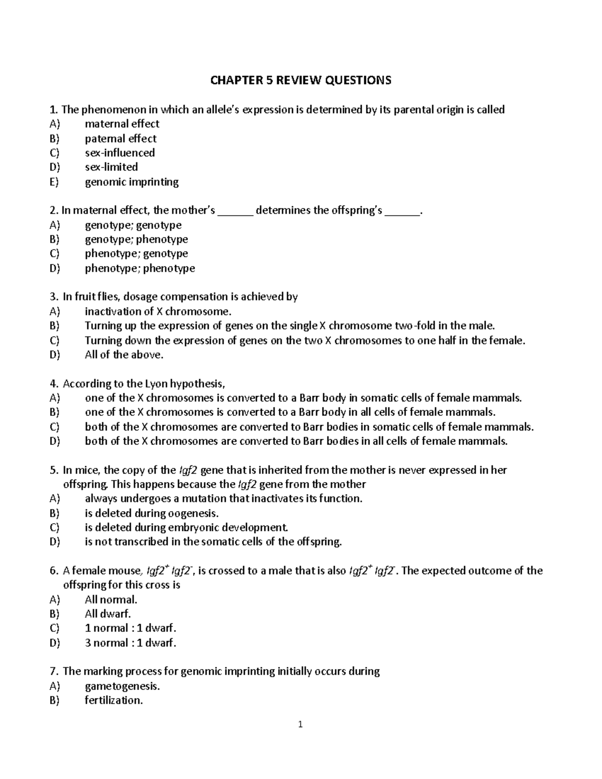 Genetics CH5 Review Questions & Answers for Study Preparation - Studocu