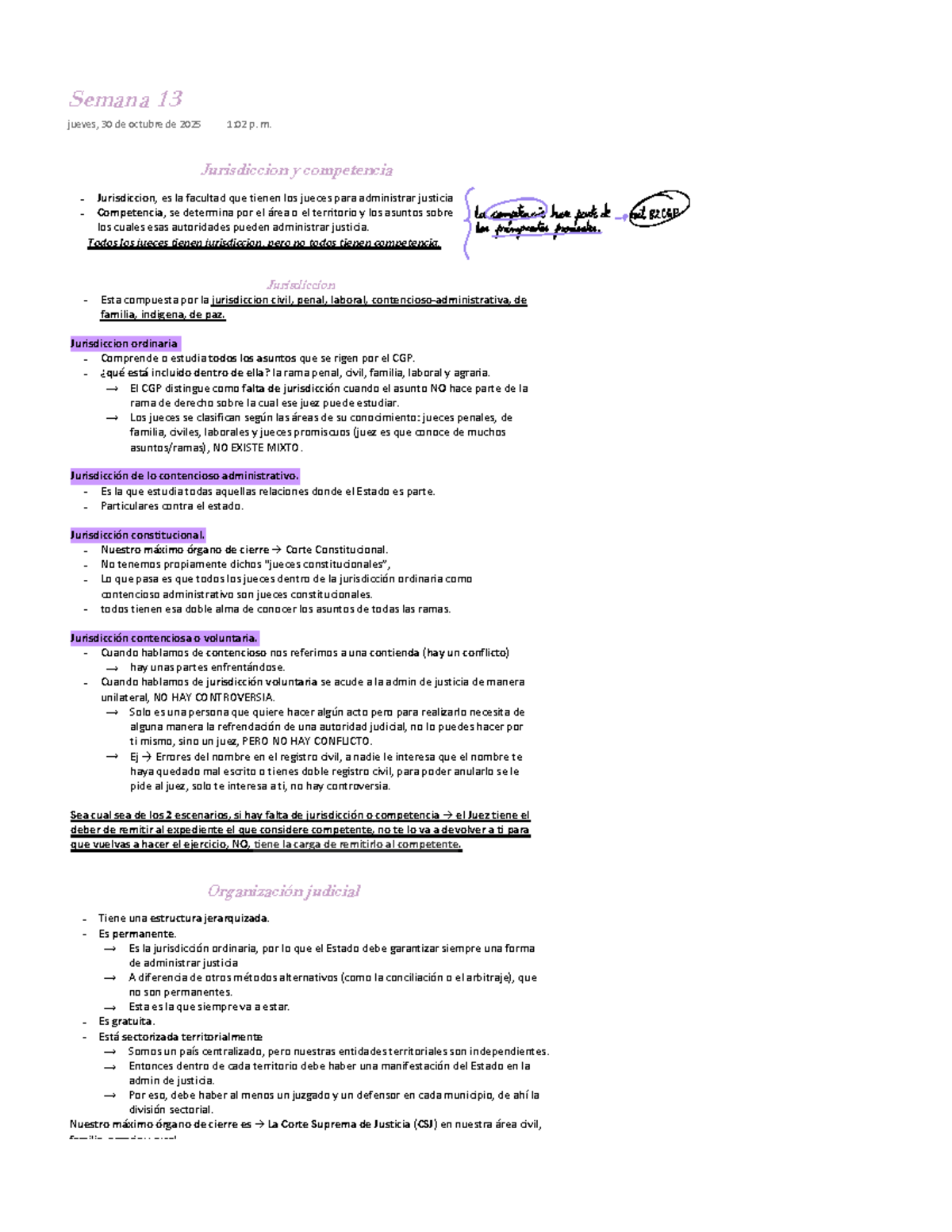 Teoría del Derecho Procesal - Jurisdicción y Competencia (Corte 4 ...