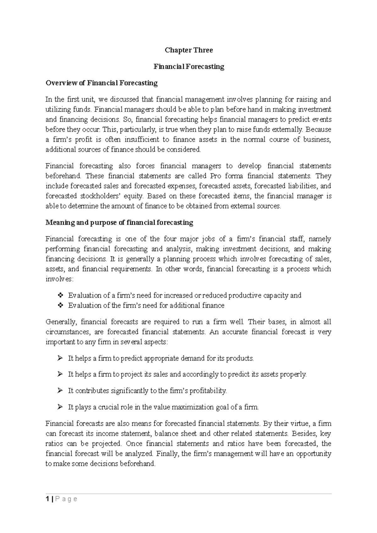 FM II Chapter 3: Understanding Financial Forecasting and Planning - Studocu
