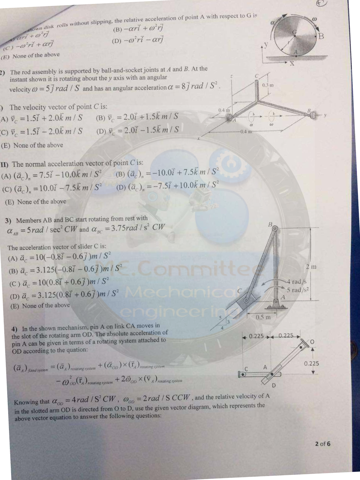2016 S - Final Exam: Dynamics of Rigid Bodies and Mechanisms - Studocu