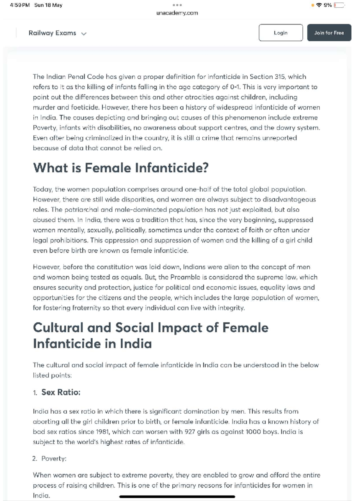 Indian Penal Code & Female Infanticide: Causes & Impacts (IMG 0082 ...