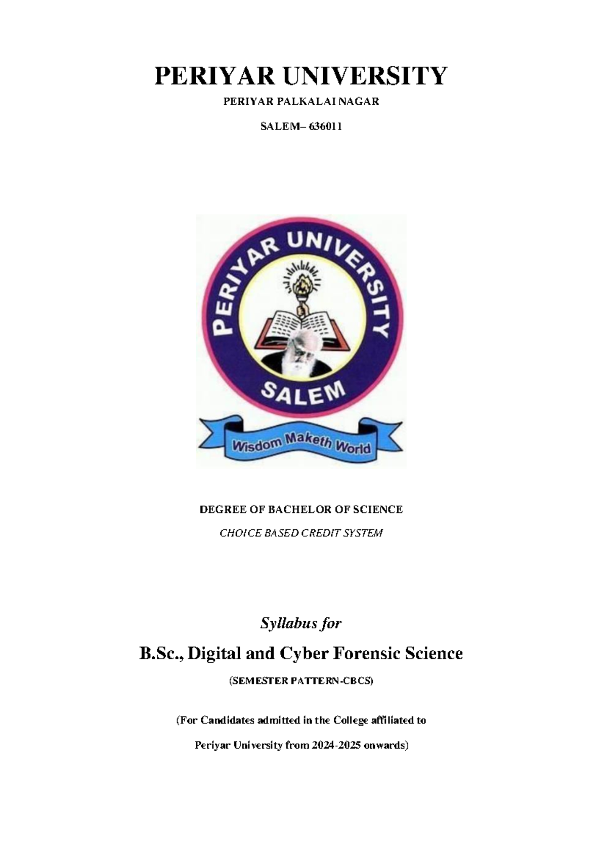 B.Sc. Digital & Cyber Forensic Science Syllabus (2024-2025) Overview ...