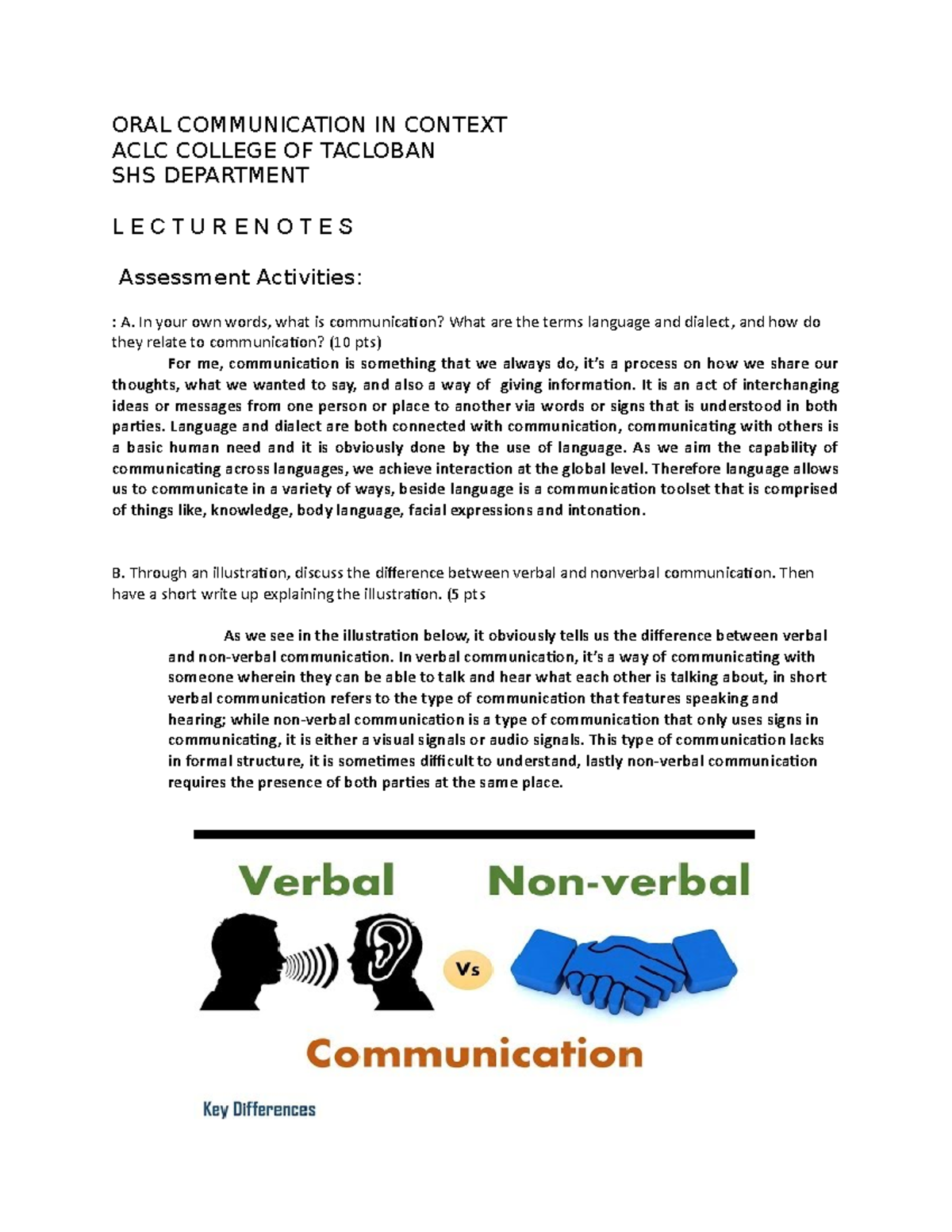 ORAL Communication Block 17 Humss Pythagoras - ORAL COMMUNICATION IN ...