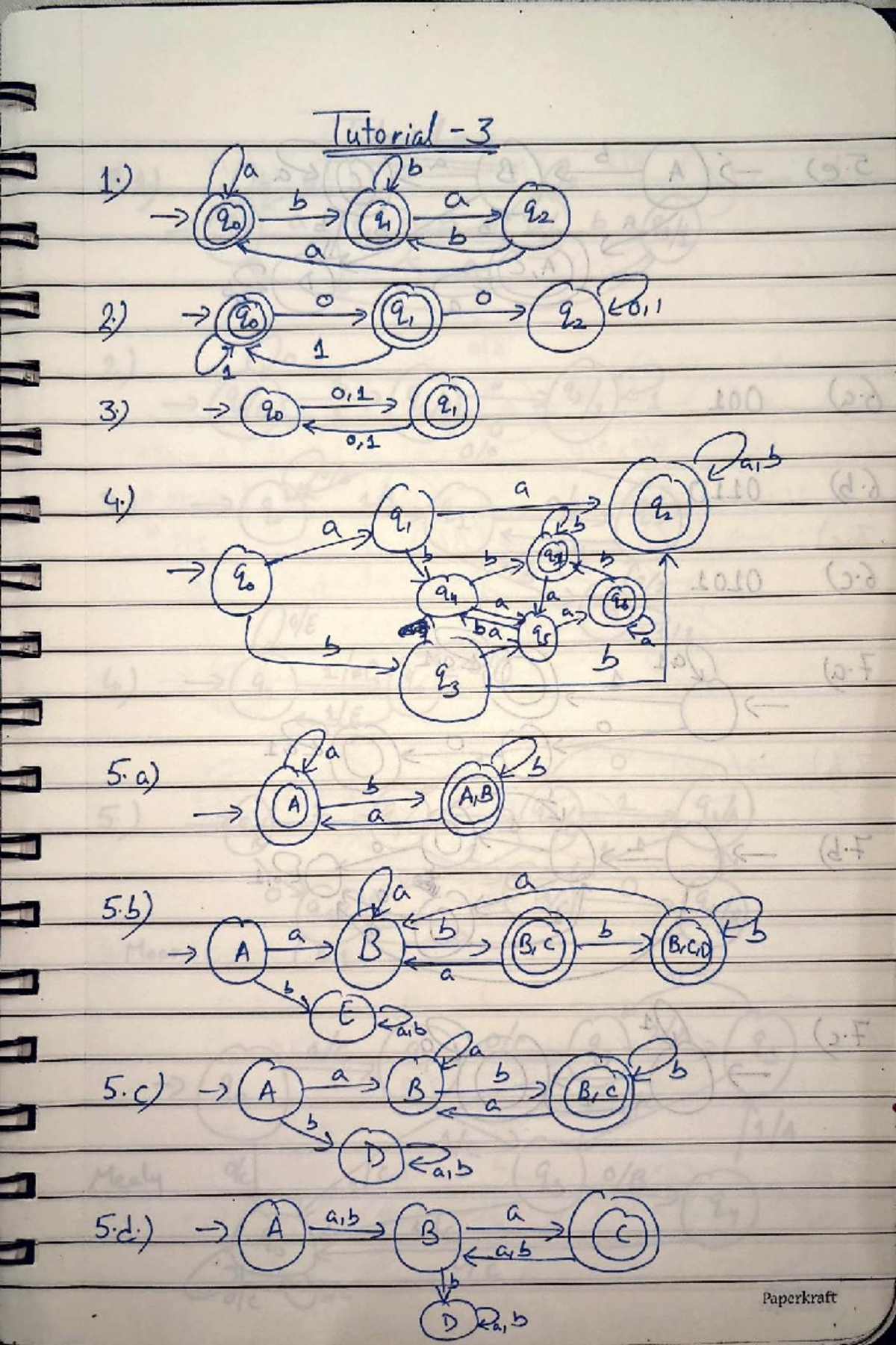 Tutorial 3 - tut 3 solutions - Theory of Computation - r 0 C, 3· o,L 7 ...