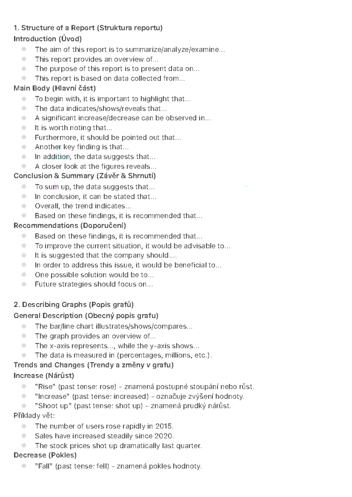 Report structure and graph description notes - Studocu