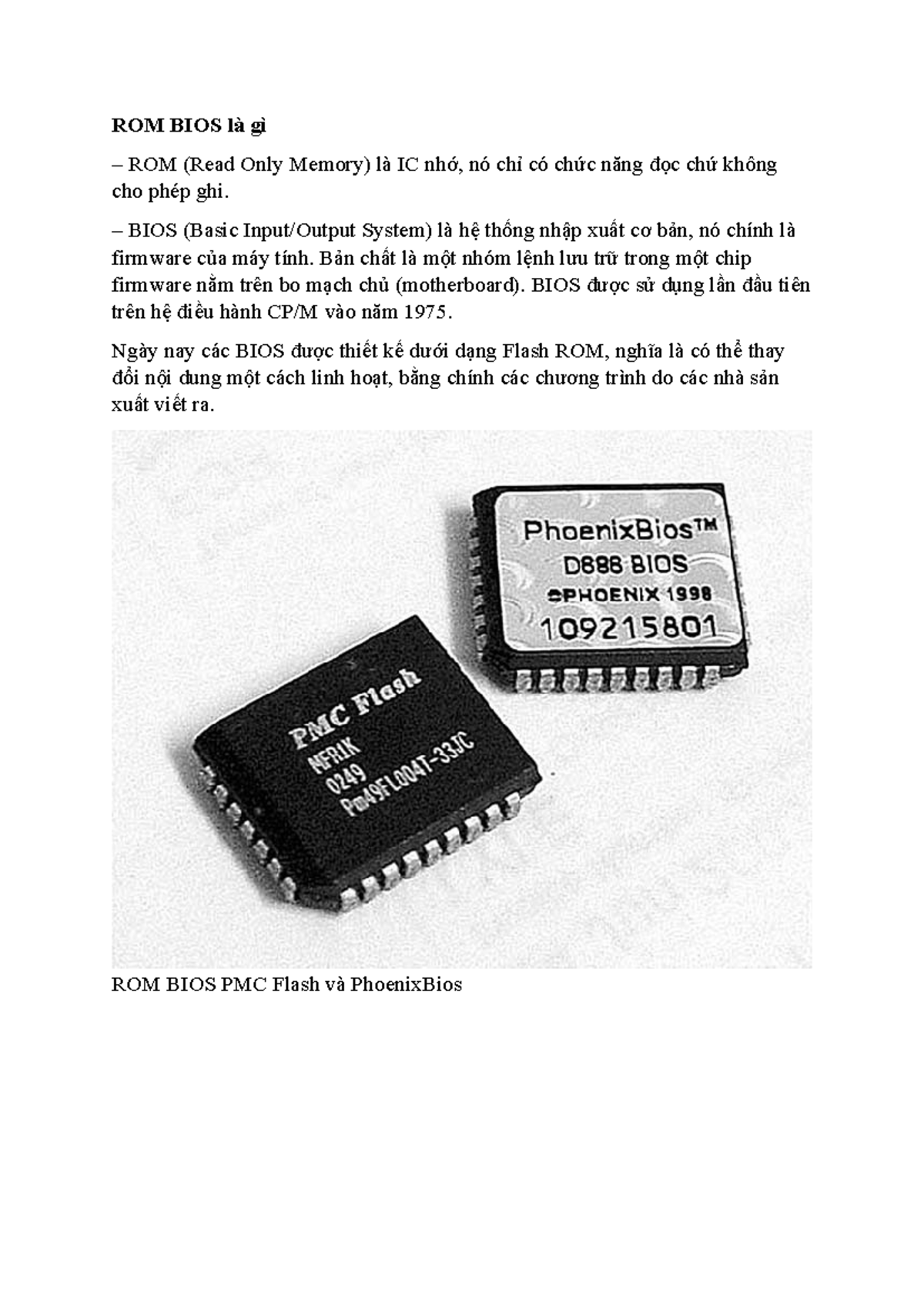 Khái niệm và Chức năng của ROM BIOS trong Hệ Thống Máy Tính - Studocu