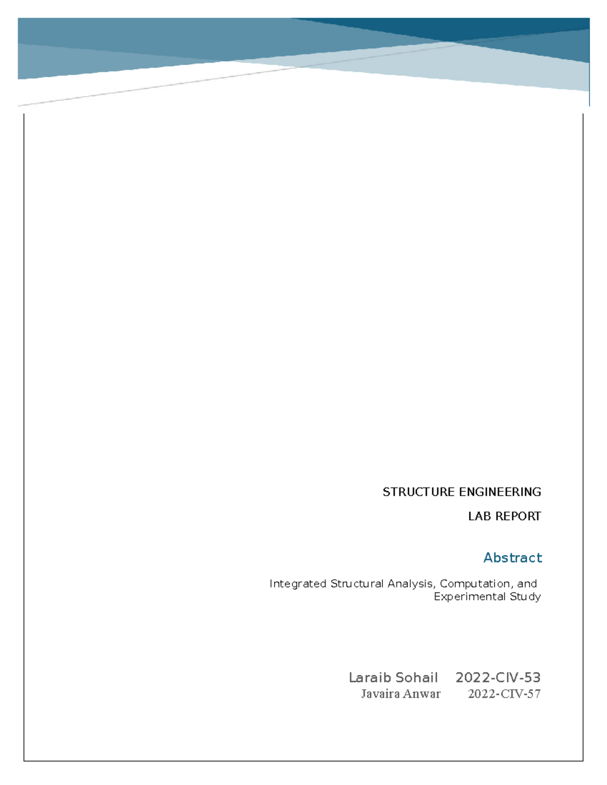 Structural Engineering Lab Report (ENGR 301) - Studocu