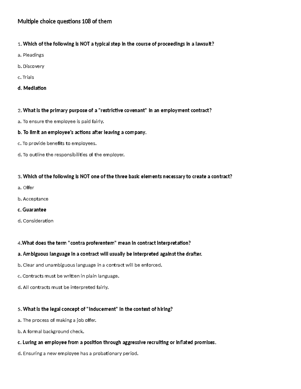 BHR333 Final exam multiple choice questions and answers - Studocu