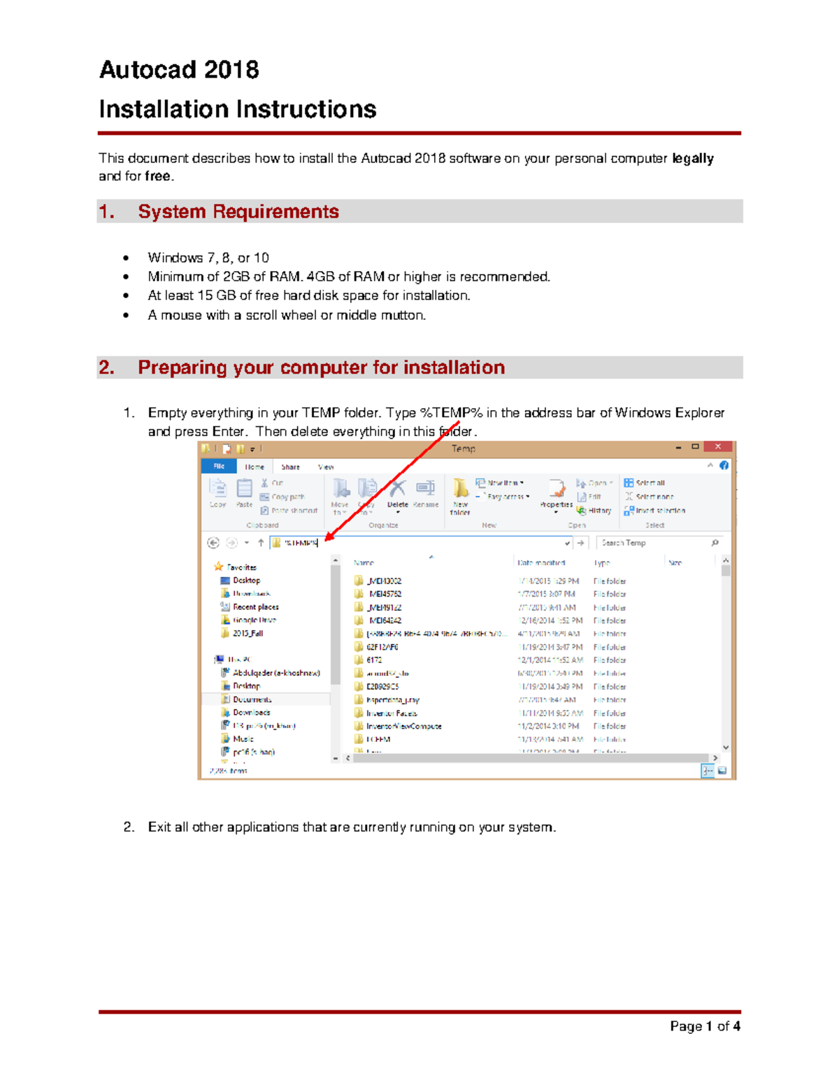 Autocad 2018 Installation Instructions and System Requirements Guide ...