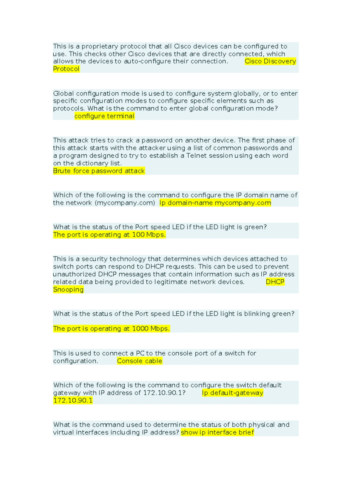 Data Communications & Networking 2 Prelim Lab Quiz 1 Notes - Studocu