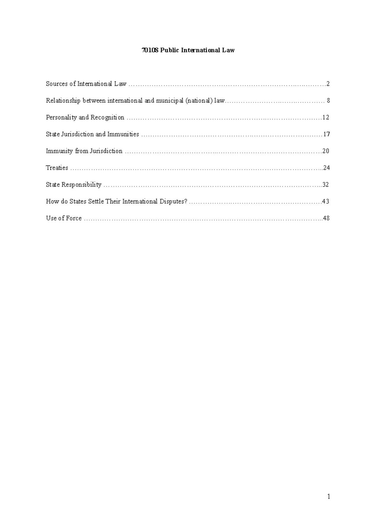 70108 Public International Law Final Exam Notes & Problem Questions ...