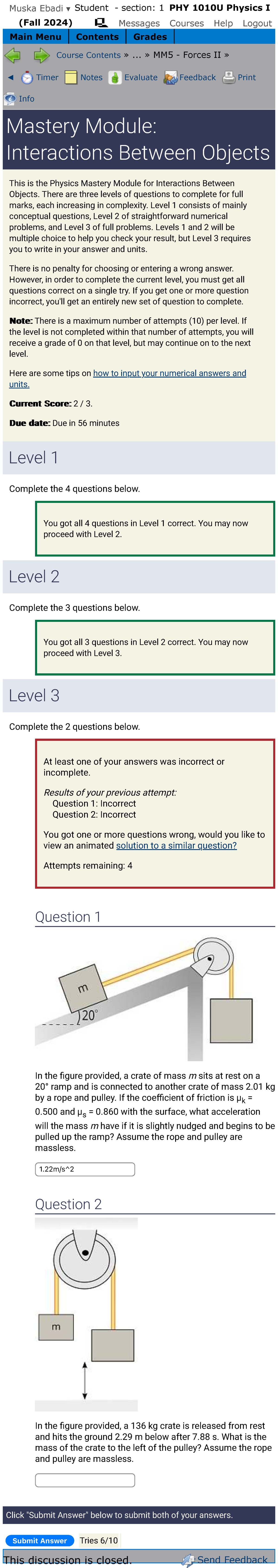 Mastery Module: Interactions Between Objects - PHY 1010U (Fall 2024 ...