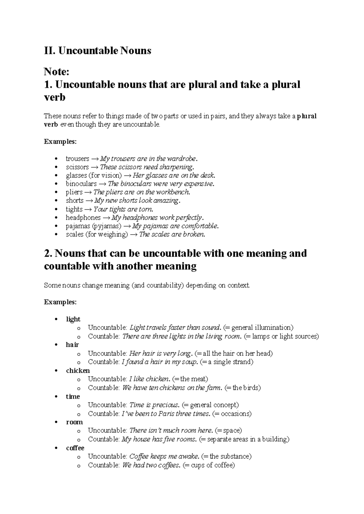 Unit 13: Understanding Uncountable Nouns and Their Usage - Studocu