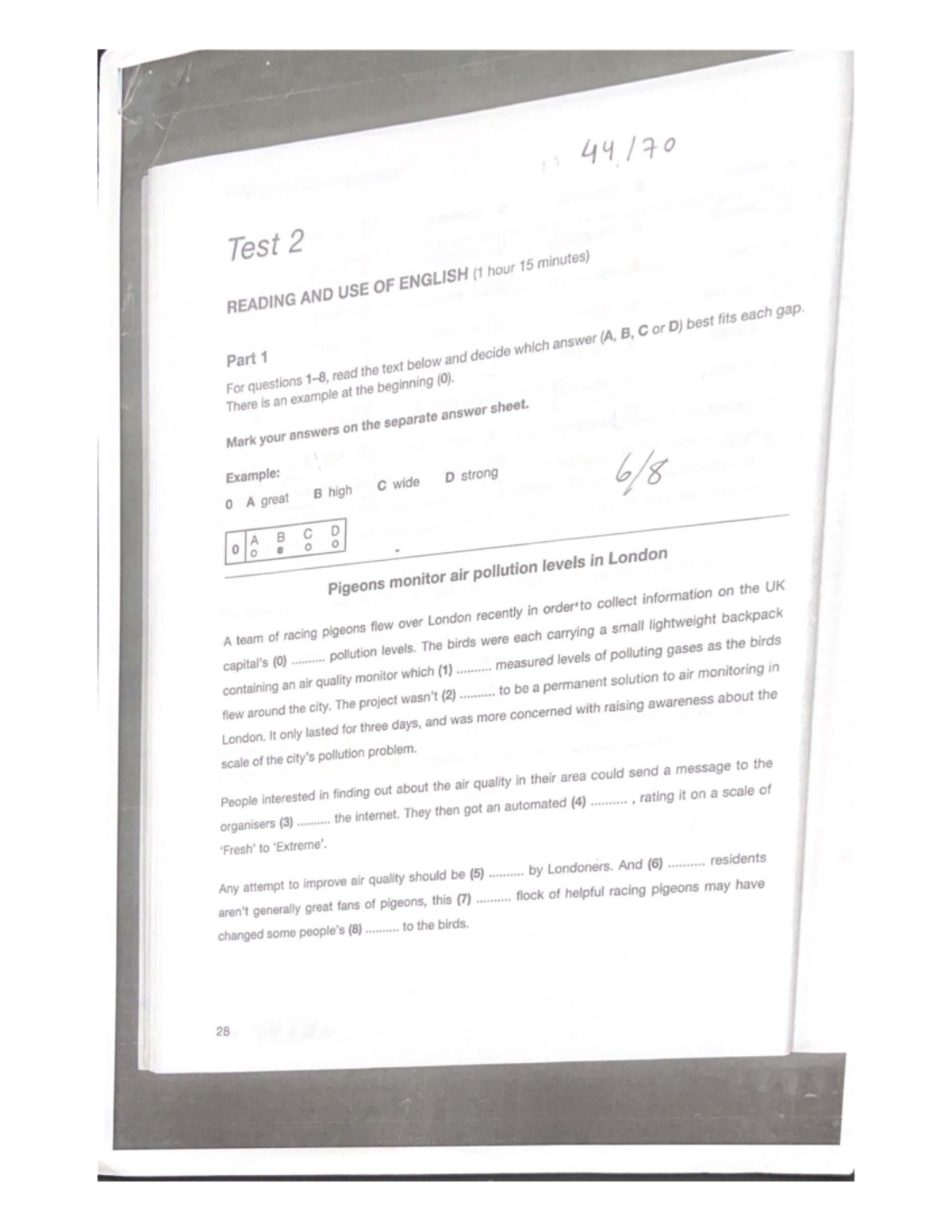 Examen 2: Reading and Use of English Practice (Cambridge) - Studocu