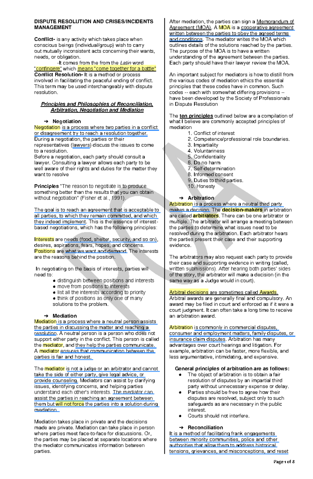 Crisis Management and Dispute Resolution Strategies (Course Code: CR101 ...