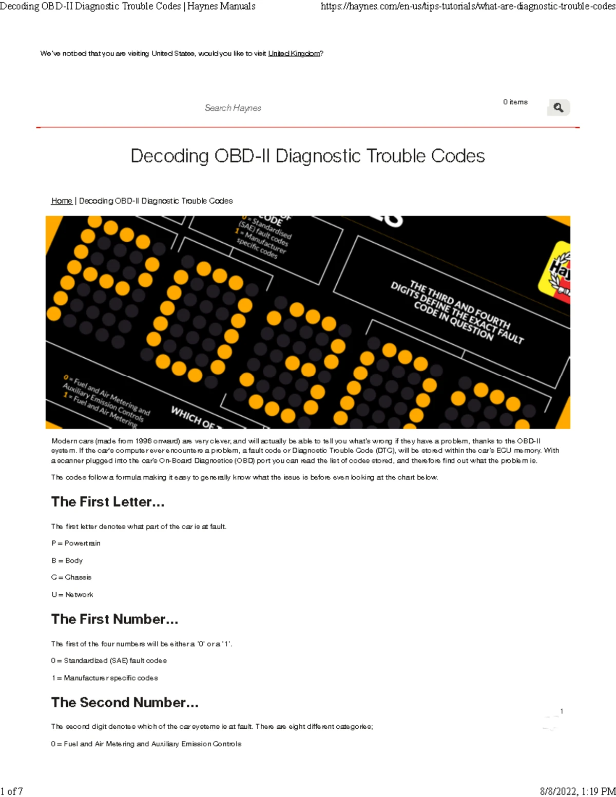 Toyota OBD2 Codes: Comprehensive Trouble Code Guide - Studocu