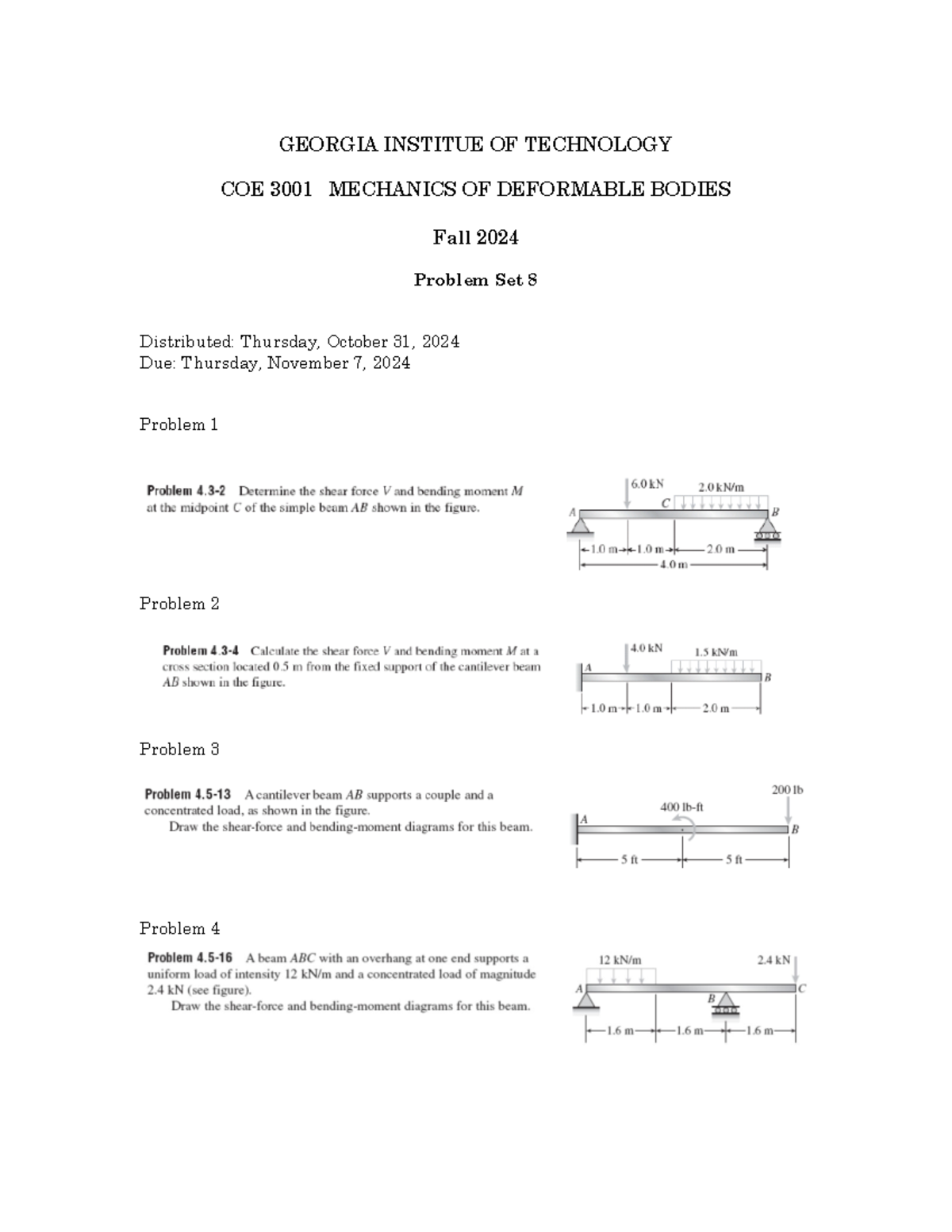 Prob Set 8 - Problem set from Def Bods - GEORGIA INSTITUE OF TECHNOLOGY ...