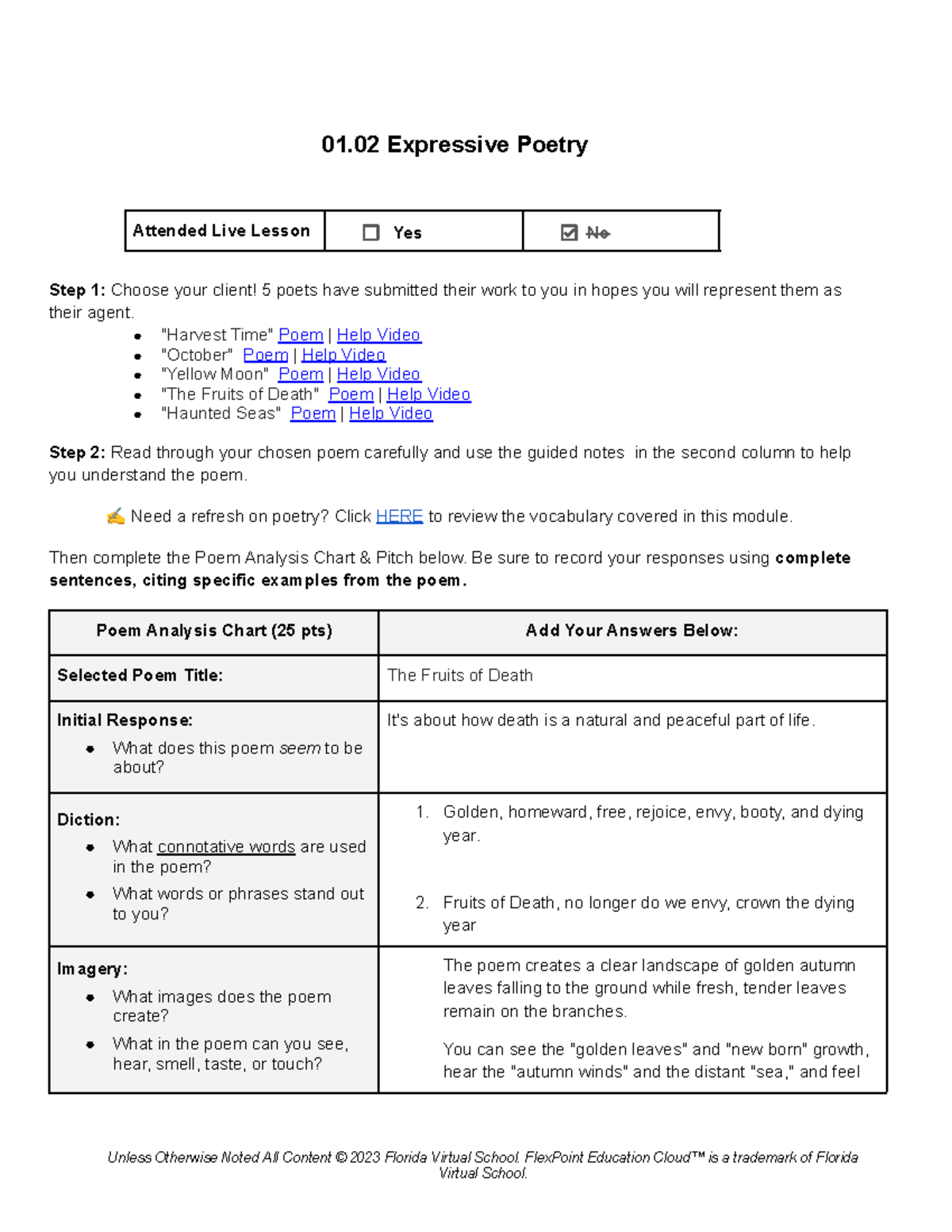 01.02 Guided Template for Analyzing Expressive Poetry - Studocu