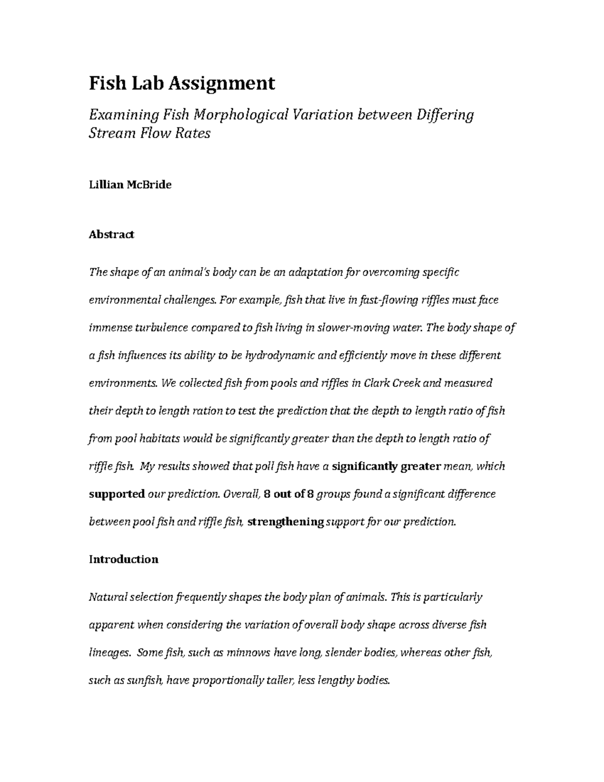 Fish Lab Assignment 13 - wrksht - Fish Lab Assignment Examining Fish ...