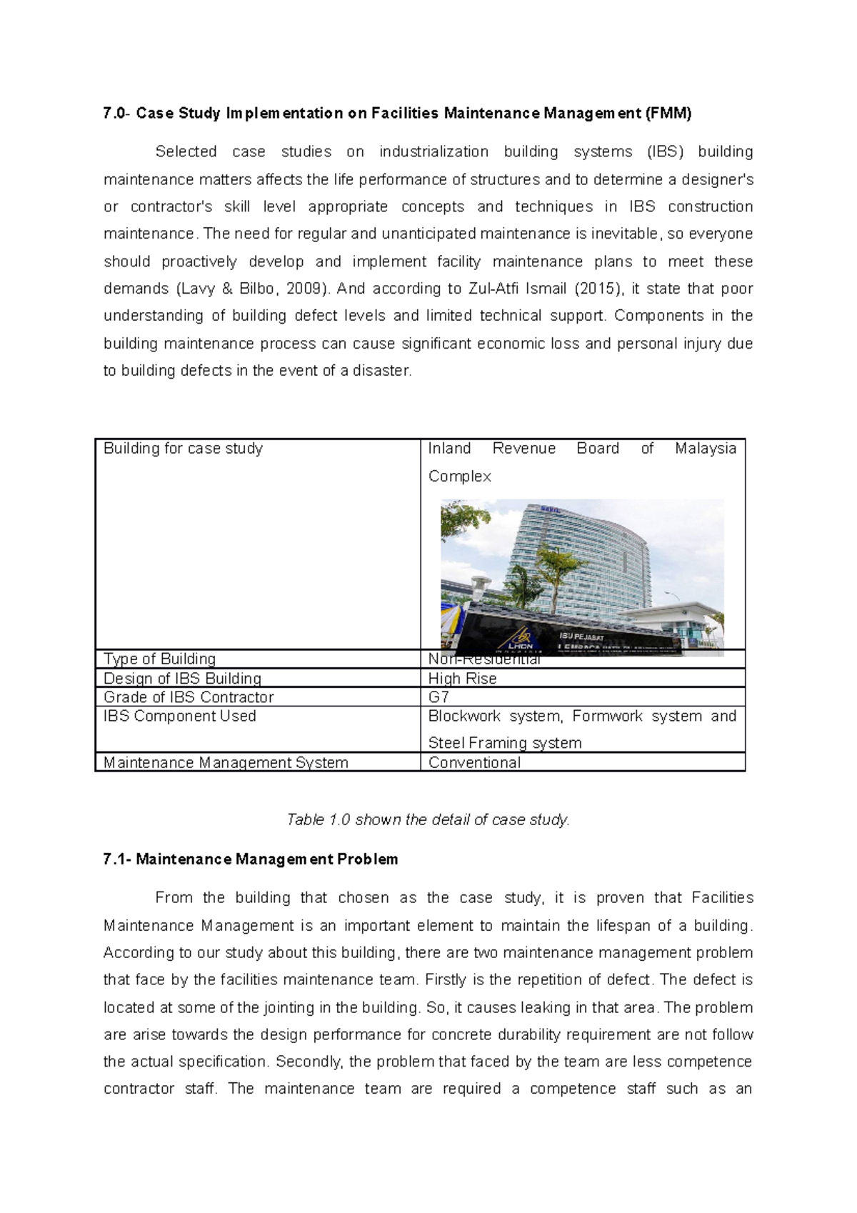 Case Study on Facilities Maintenance Management (FMM) Analysis - Studocu