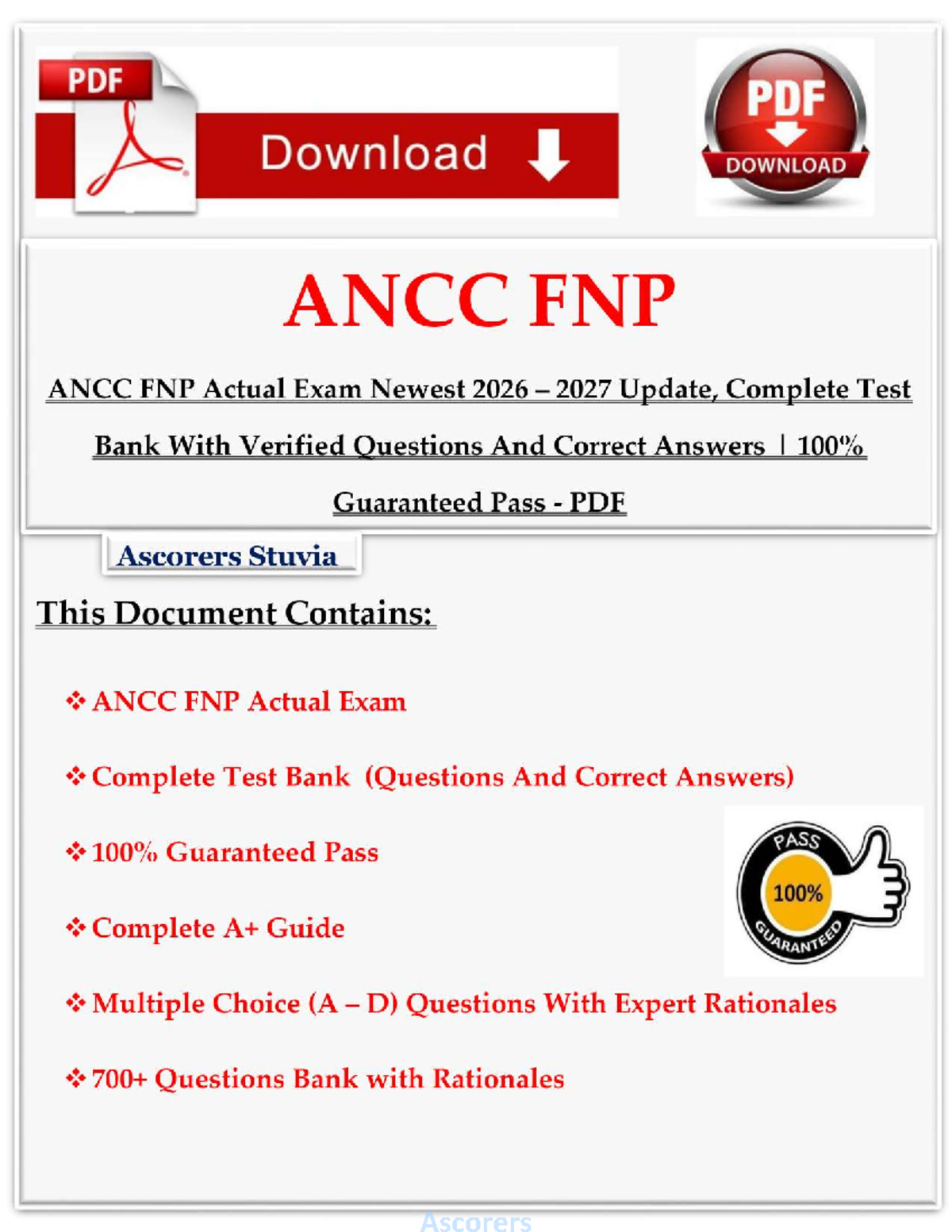 ANCC FNP Actual Exam 2026-2027: Complete Test Bank with Verified Q&A ...
