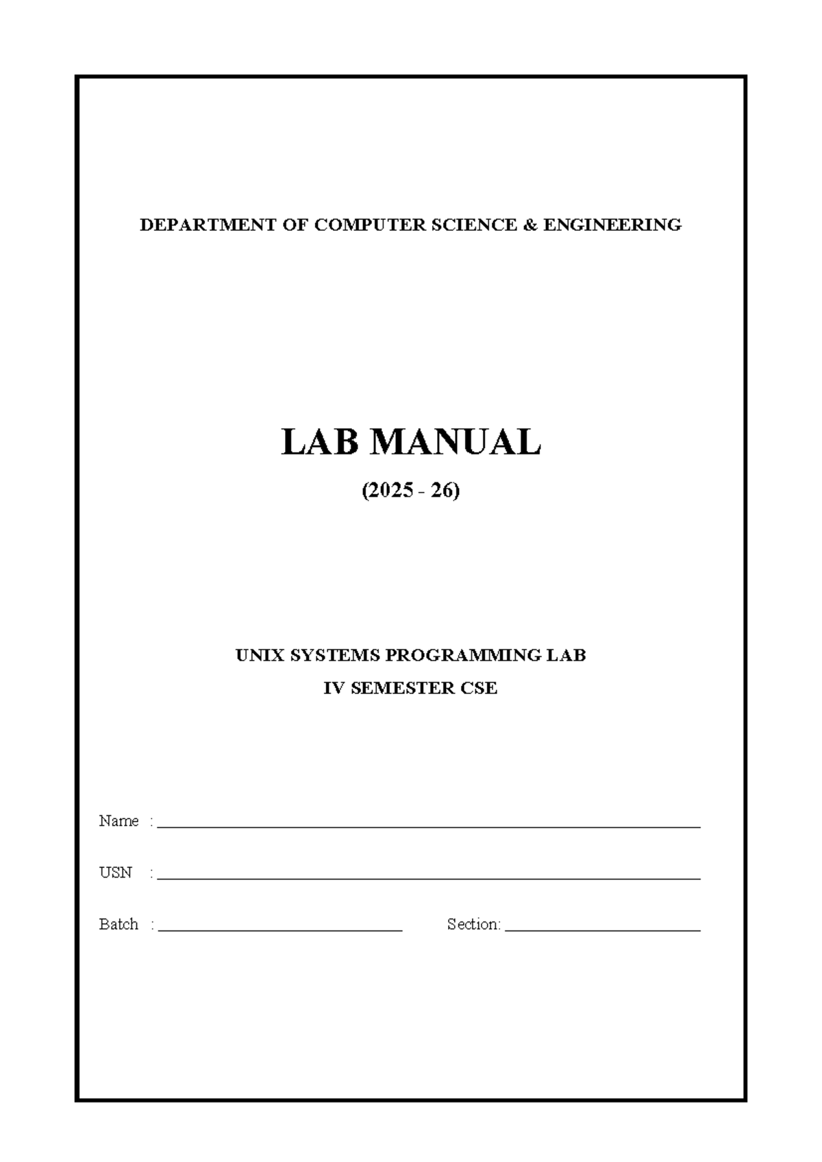 Cit manual - DEPARTMENT OF COMPUTER SCIENCE & ENGINEERING LAB MANUAL ...