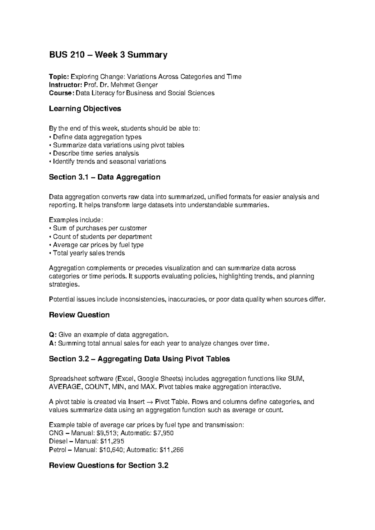 BUS 210 Week 3 Summary: Exploring Data Aggregation Techniques - Studocu