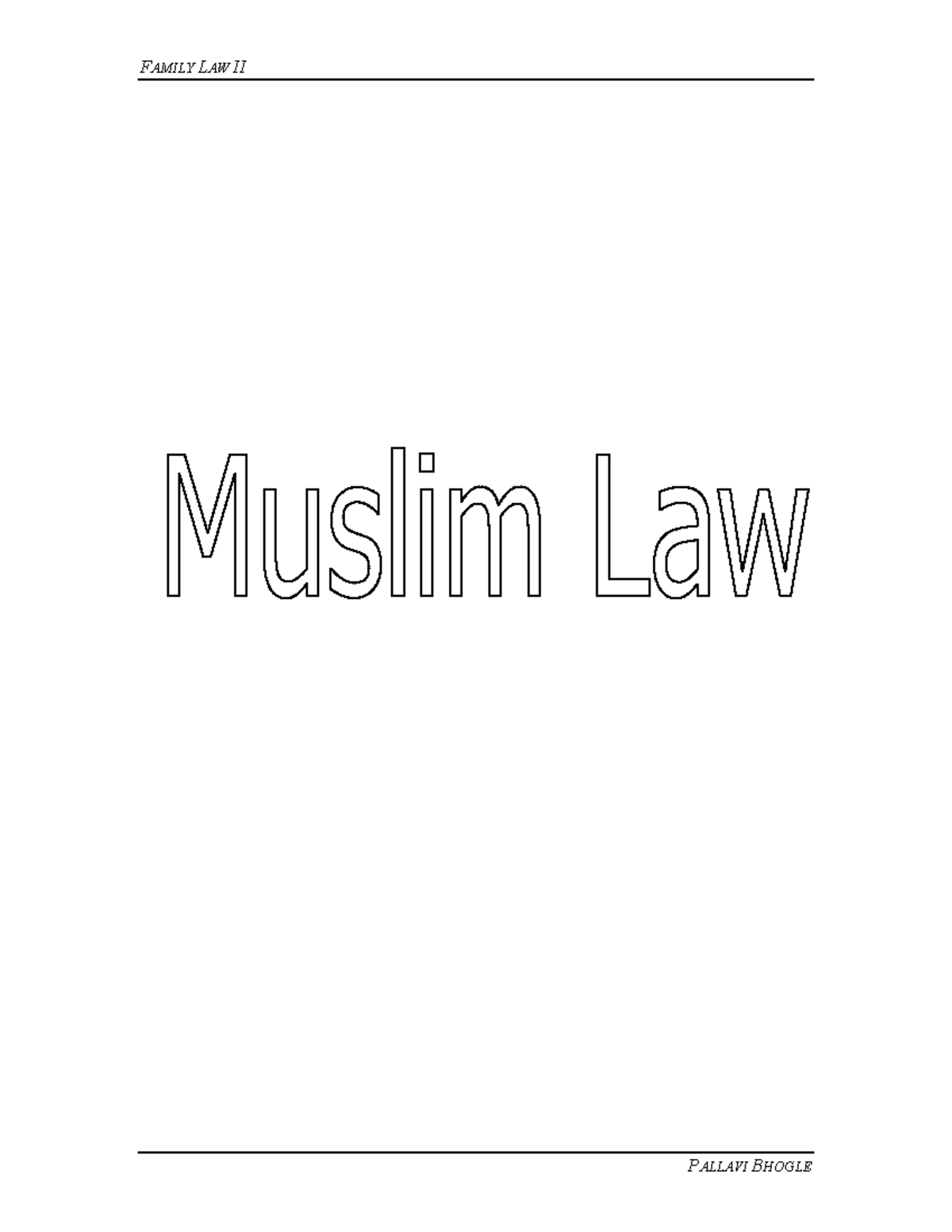 Final Exam Summary: Muslim Family Law Concepts and Principles - Studocu