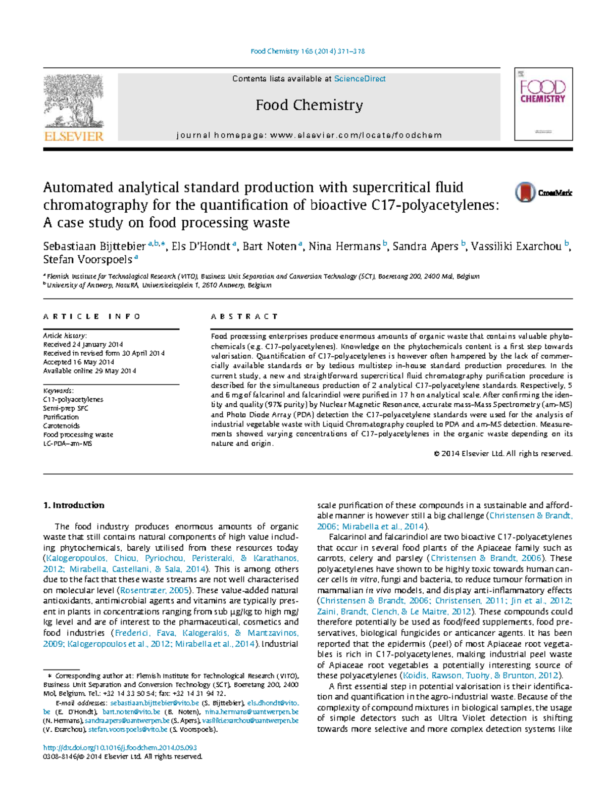 Automated SFC Standard Production for C17-Polyacetylenes in Food Waste ...