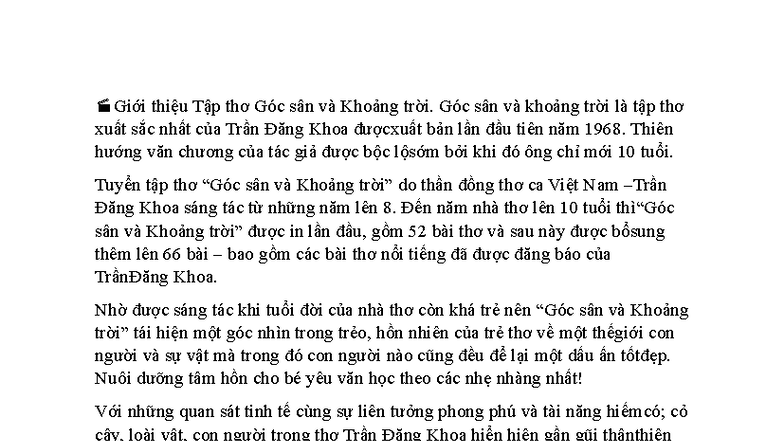 Giới thiệu Tập thơ Góc sân và Khoảng trời của Trần Đăng Khoa - Document Preview