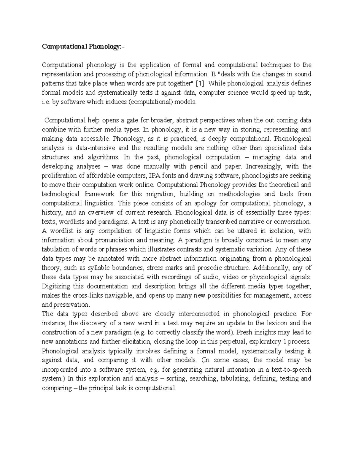 Unit 2: NLP - Computational Phonology & Text-to-Speech Insights - Studocu